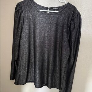 Express Metallic Black Long Sleeve Top